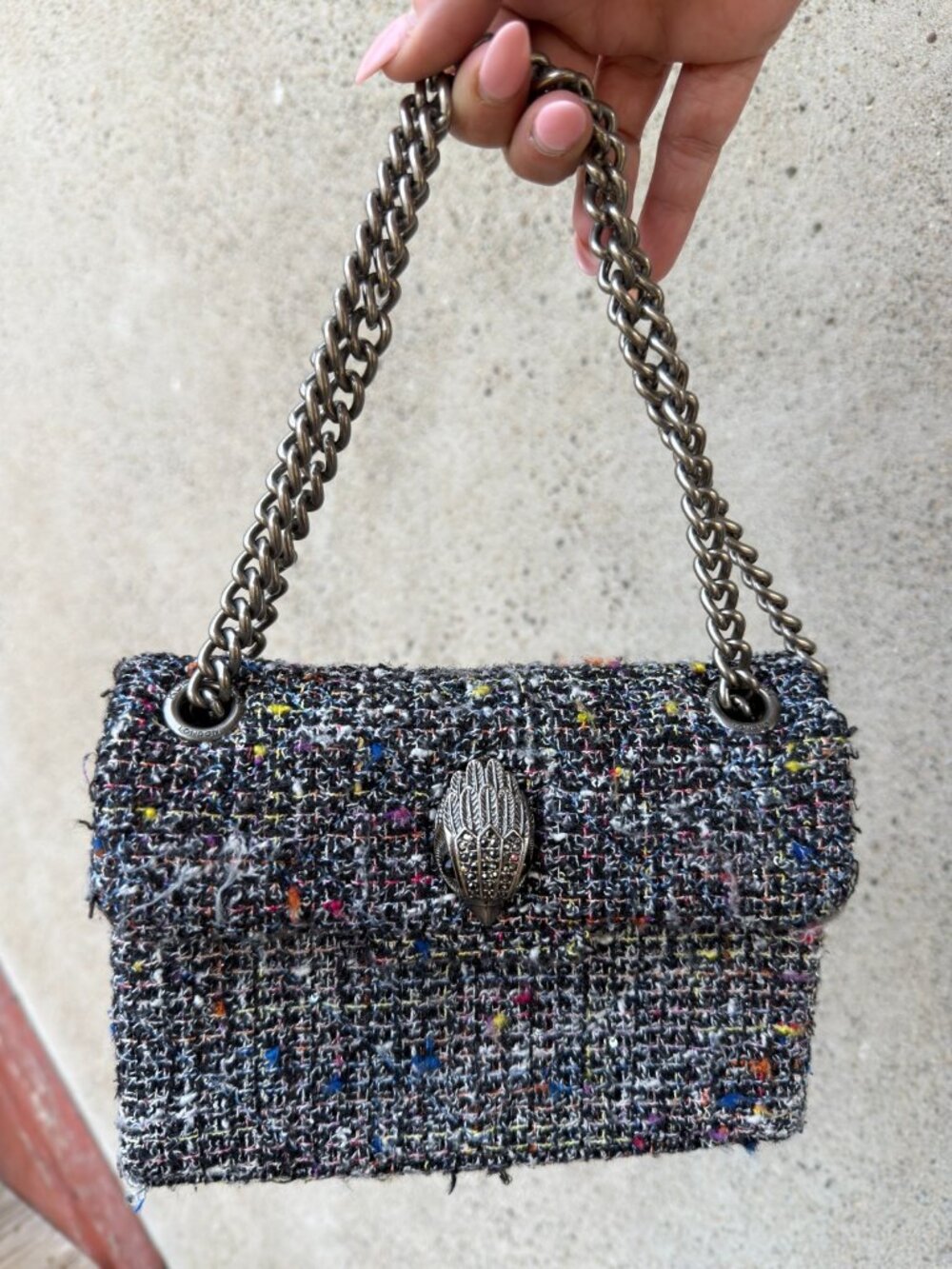 Kurt Geiger London Mini Kensington Tweed Crossbody Bag